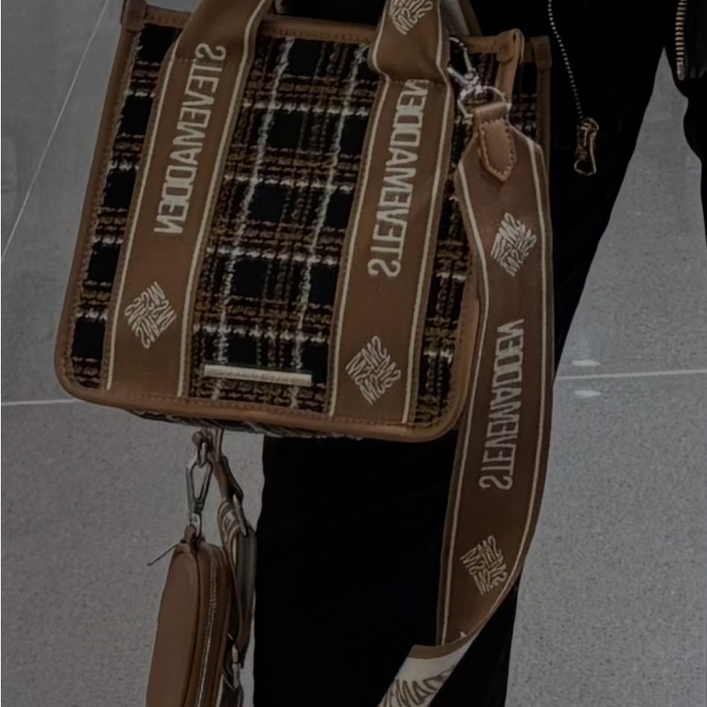Steve Madden Brown Plaid Shoulder Bag